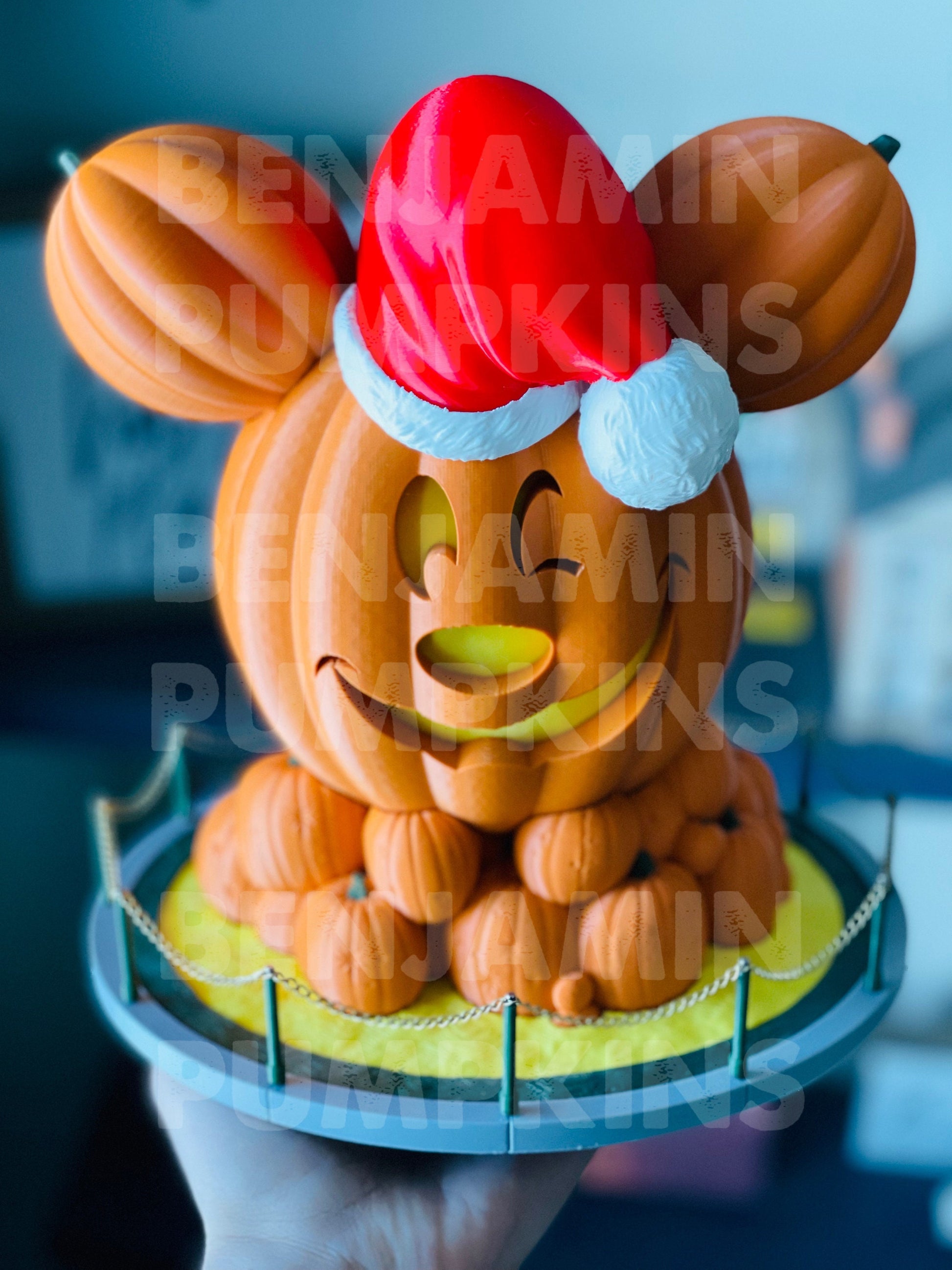 Santa Hat Accessory For Light Up Main Street Disneyland Mickey Pumpkin (Hat Only)