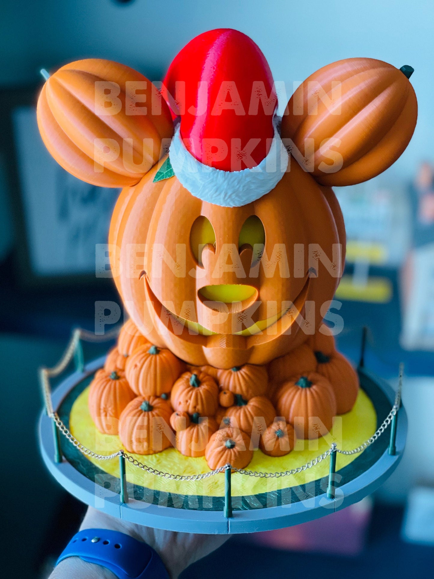 Santa Hat Accessory For Light Up Main Street Disneyland Mickey Pumpkin (Hat Only)